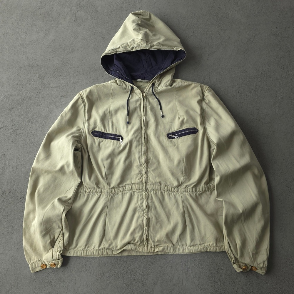 Vintage 1940s Valmeline Gray French Ski Parka Medium Cotton Hooded Jacket